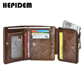 HEPIDEM RFID Highquality Genuine Leather Tanak Novčanik 2020 New Tri Fold Front Pocket Money Dollar Bill torbicu za muškarce 191