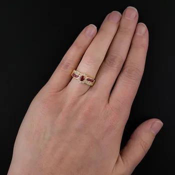 Nova moda crveni dragulj prstena ženske rose gold boja 925 sterling srebro nakit, prsten godišnjica angažman darove